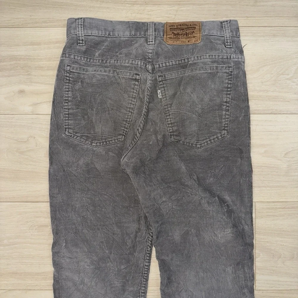Vintage Levi's 517 Corduroy Bootcut Pants 30x32 Gray 80s Boot‎ Cut Western Rodeo